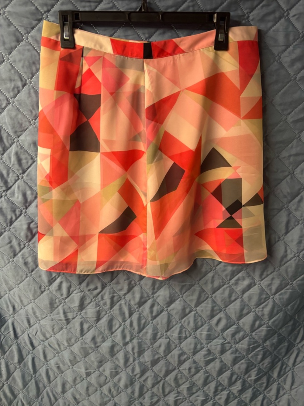 Vince Camuto Geometric Mini Skirt in Coral, Pink and Black